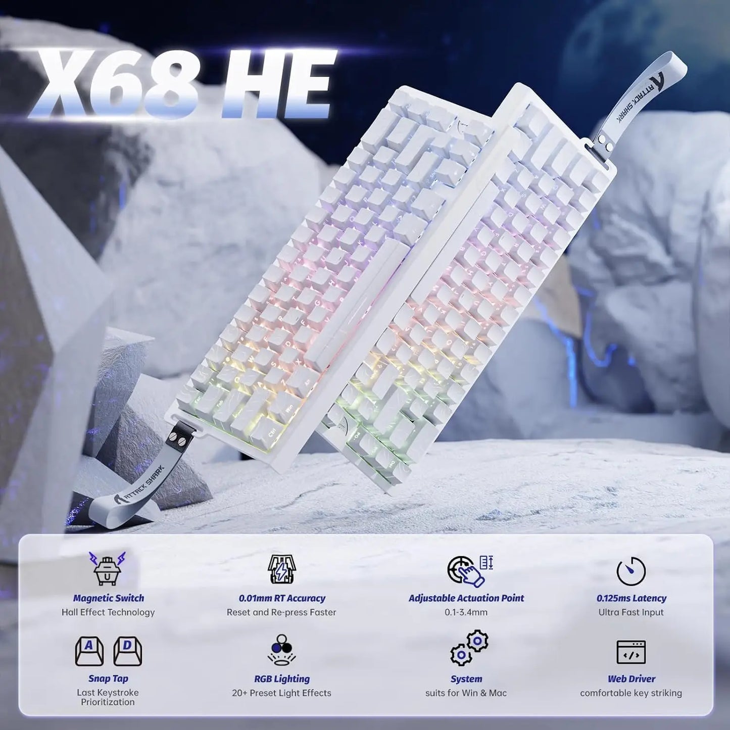 ATTACK SHARK X68 HE Rapid Trigger Mechanical Gaming Keyboard