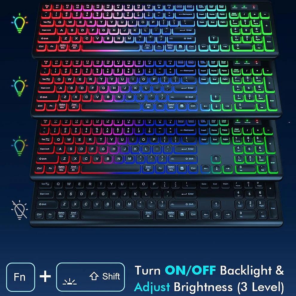 Wireless Keyboard and Mouse Combo RGB Backlit