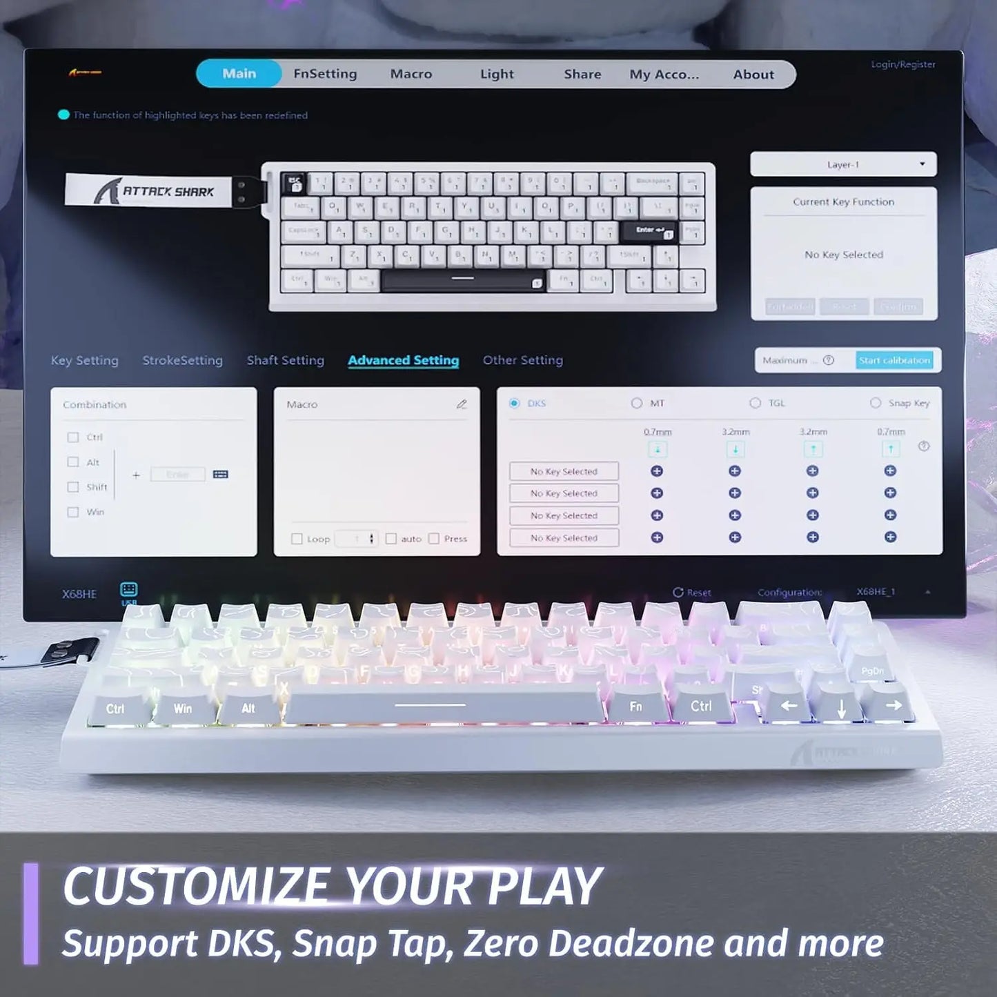 ATTACK SHARK X68 HE Rapid Trigger Mechanical Gaming Keyboard