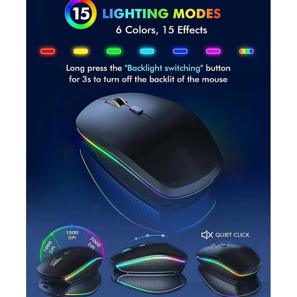 Wireless Keyboard and Mouse Combo RGB Backlit