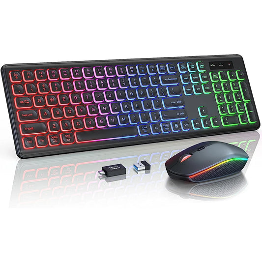 Wireless Keyboard and Mouse Combo RGB Backlit