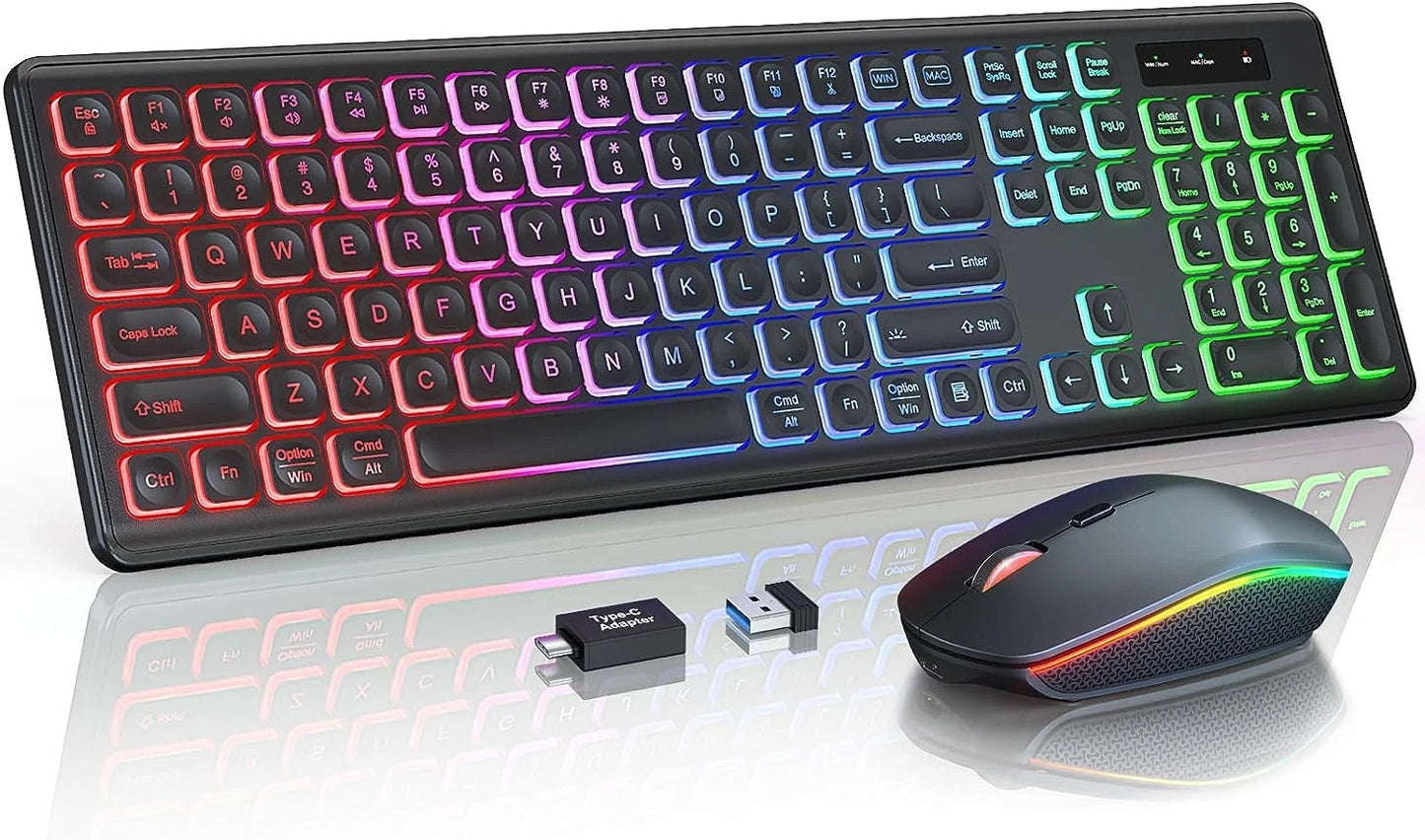 Wireless Keyboard and Mouse Combo RGB Backlit